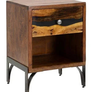 Noptiera Mauro Ferretti Mustang 44X40X60, Lemn de salcam nilotic, cm, Maro/Gri