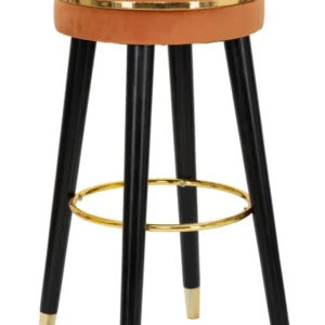 Scaun Bar Mauro Ferretti Paris Ruggine/Gold Ø 35X74 cm, Portocaliu/ Negru/ Auriu