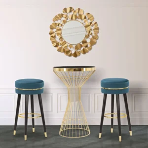 Scaun Bar Mauro Ferretti Paris Teal/Gold Ø 35X74 cm, Teal/Auriu/ Negru