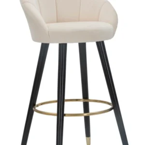 Scaun Bar Mauro Ferretti Prague Crema 55X56X104 cm, Crem/Negru / Auriu