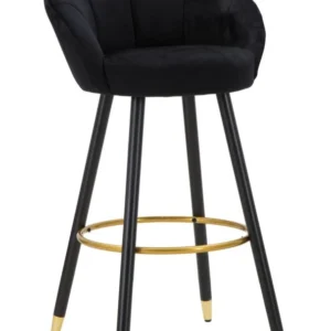 Scaun Bar Mauro Ferretti Prague Nero 55X56X104 cm, Negru/ Auriu