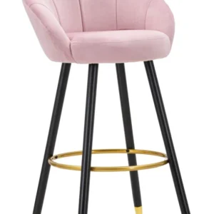 Scaun Bar Mauro Ferretti Prague Rosa 55X56X104 cm, Roz/ Negru / Auriu
