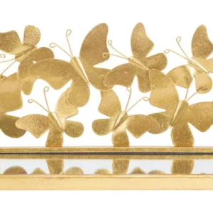 Set Etajera/Noptiera Suspendata Butterflies Set 2 Piese 43X19,2X16,5 cm, Auriu