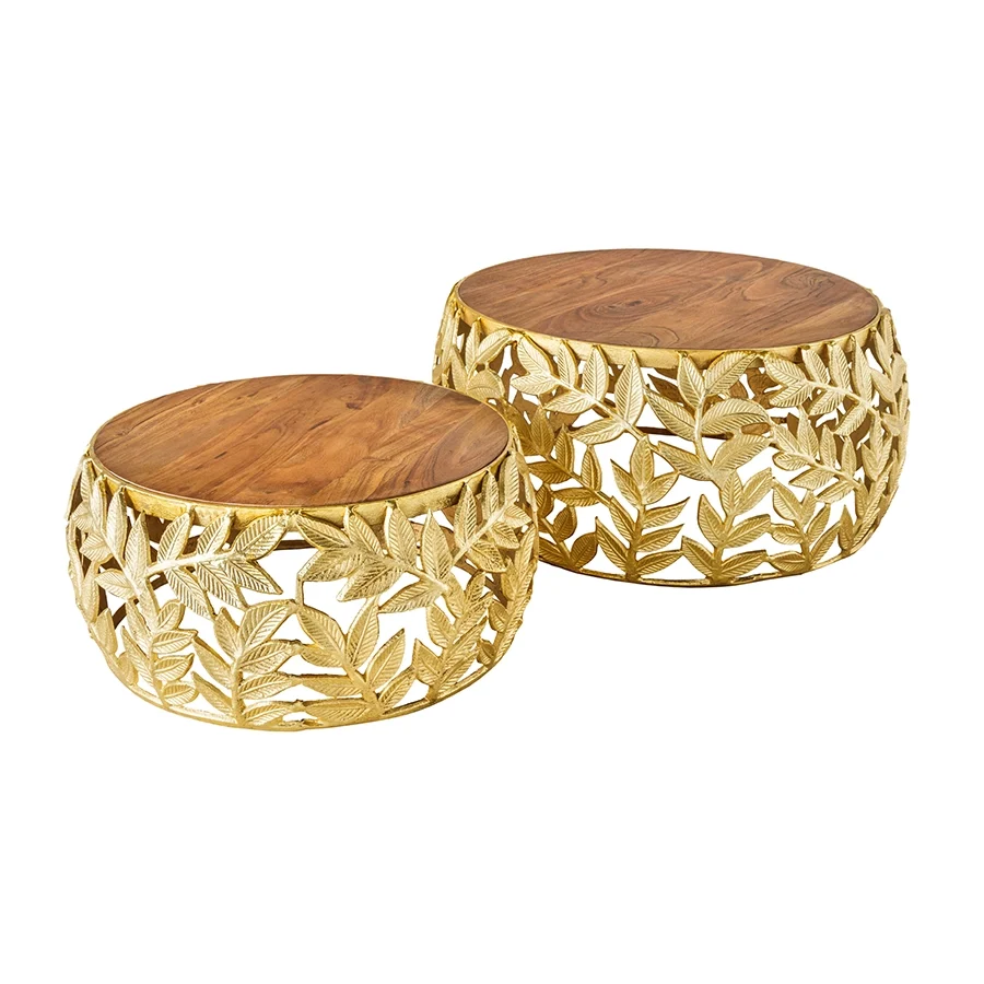 Set de 2 masute aurii Abstract Leaf Poetic