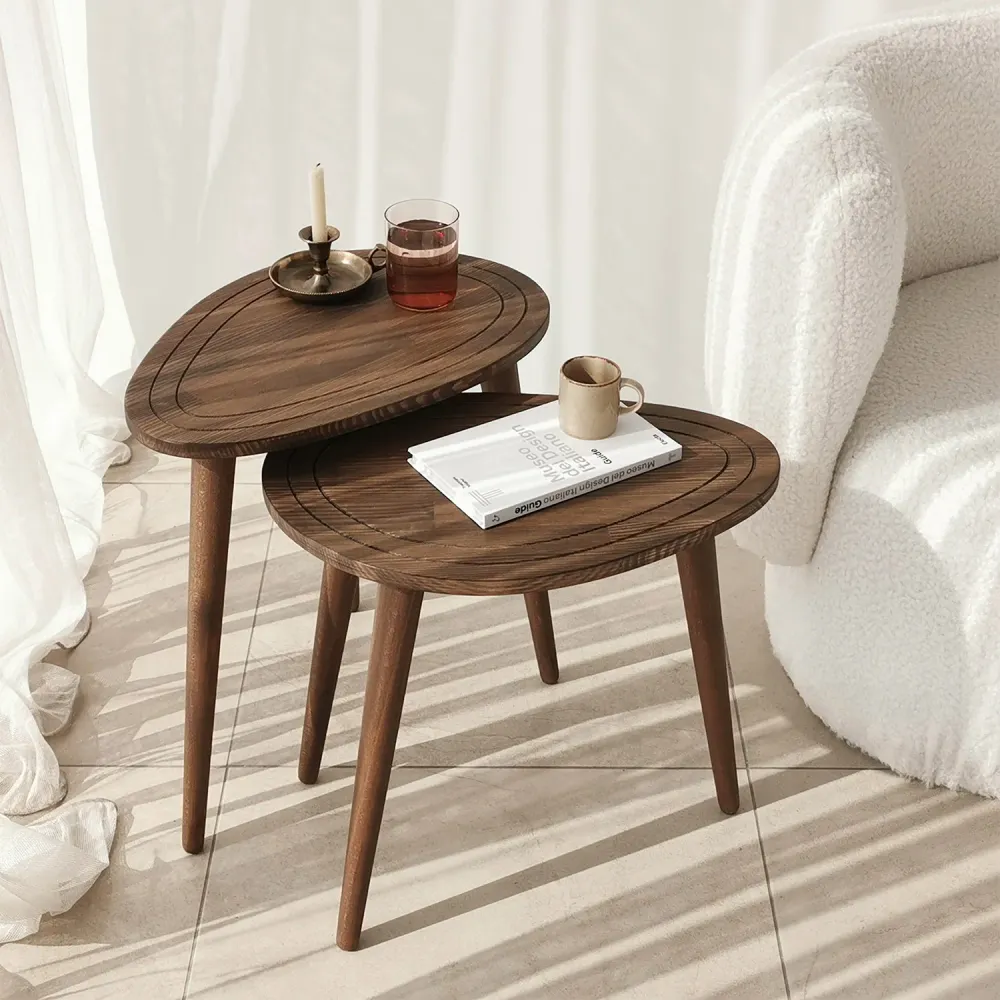 Set Masute (2 Bucati) Asi Home Sweet - Walnut, Nuc, 50x48x33/50x52x33cm