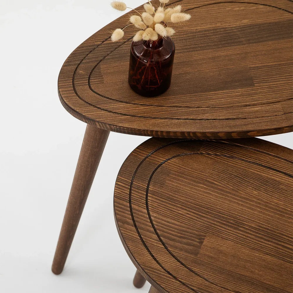 Set Masute (2 Bucati) Asi Home Sweet - Walnut, Nuc, 50x48x33/50x52x33cm