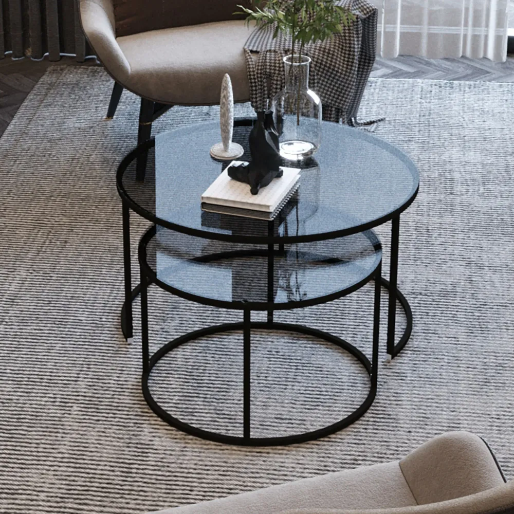 Set Masute de Cafea Asi Home Tokyo 2, 42cmx40cm/ 60cm x45cm, Negru, 2 Piese