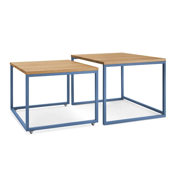 Set 2 Masute cafea, cadru metal, lemn, Brick