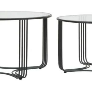 Set Masute Cafea Mauro Ferretti Dublino Couple, Set 2 Piese, Ø 81X47 - 71X43 cm, Negru