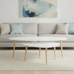 Set 2 masute FOLKO NEW, alb/stejar