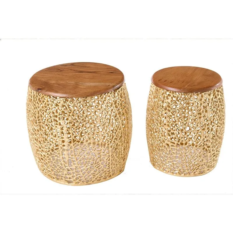 Set de 2 masute gold Leaf 2er 40 cm Invicta Interior