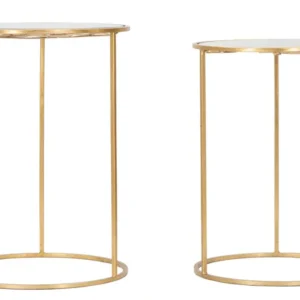 Set Masute Mauro Ferretti Glam Butterfly, Set 2 Piese, Ø 43X60-38X55 cm, Auriu