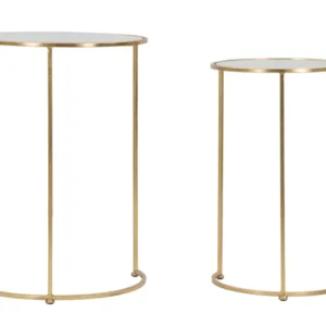 Set Masute Mauro Ferretti Glam Simply Coppia, Set 2 Piese, Ø 44,5X63-34,5X56,5 cm, Auriu
