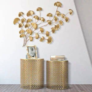 Set Masute Mauro Ferretti Oblin, 2 Piese, Ø 41X50-37,5X47 cm, Auriu