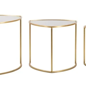 Set Masute Mauro Ferretti Triangle, Set 3 Piese, Ø 60X50-50X45-40X40 cm, Auriu