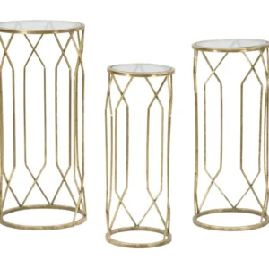 Set Masute Mauro Ferretti Tunisi Tris, 3 Piese, Ø 32X71-28X65-23X61 cm, Auriu