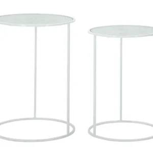 Set Masute Mauro Ferretti White Harts Coppia, Set 2 Piese, Ø 43X60-38X55 cm, Alb