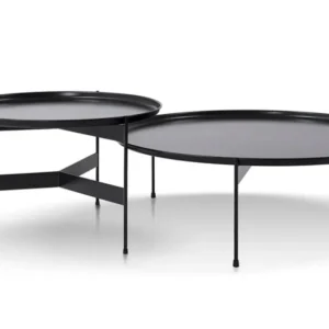 Set 2 mese cafea, metal negru, Ferro