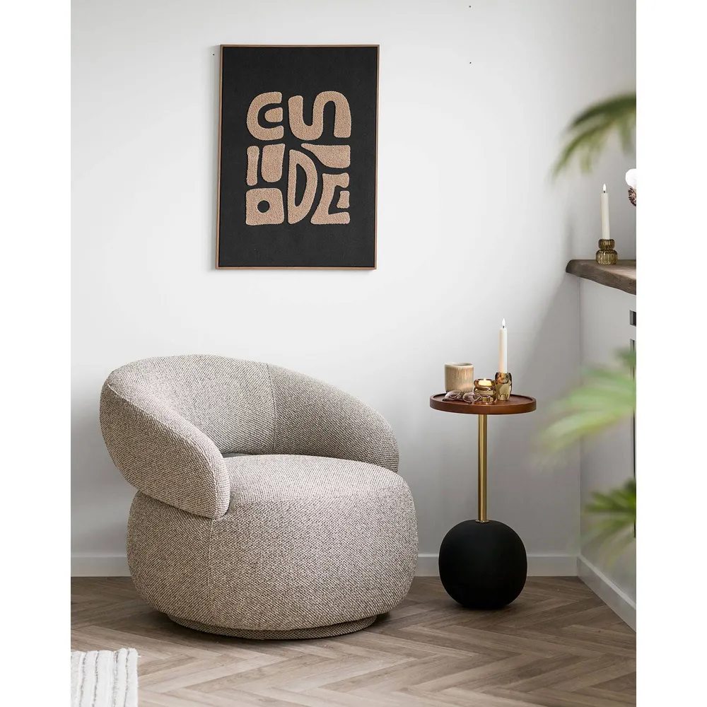 Sirone Masuta laterala din lemn de mango/otel, negru/aspect alama/maro inchis Ø30x56 cm