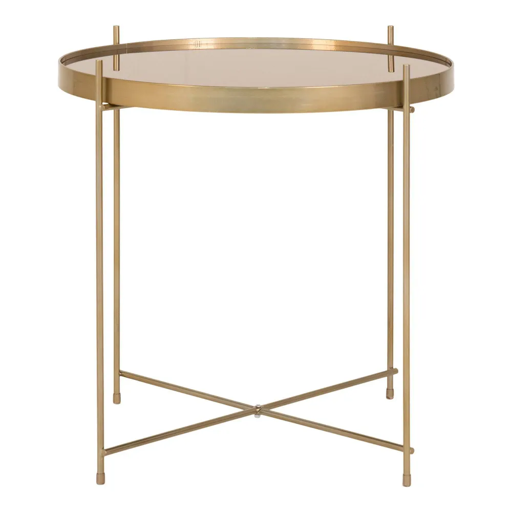 Venezia Masuta de cafea din otel cu aspect de alama, sticla ø48xh48cm
