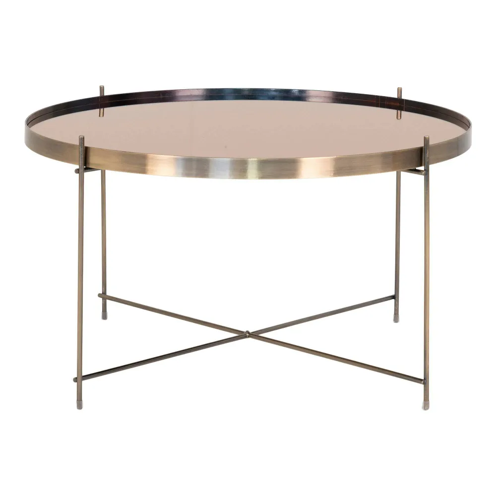 Venezia Masuta de cafea, otel cu aspect de alama, sticla ø70xh40cm