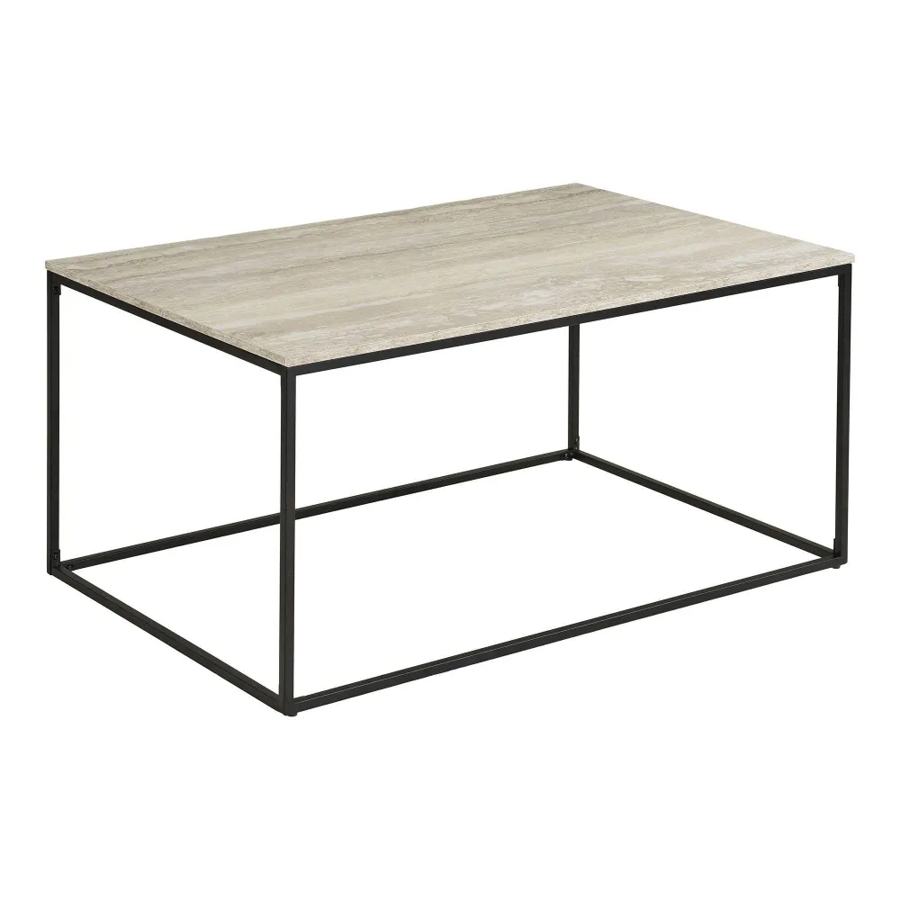 Vita Masuta de cafea cu aspect de travertin, rama neagra 90x60x45 cm