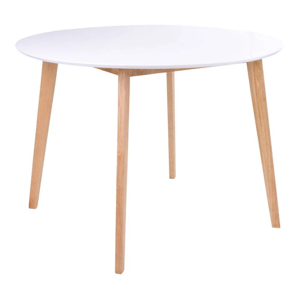 Vojens Masa de dining, alb si natur ø105x75 cm