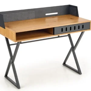 Birou B43, stejar/negru, 110x51x90 cm