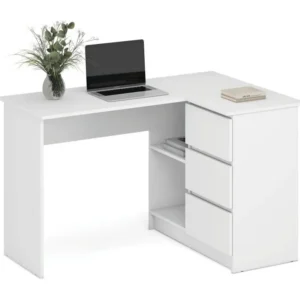 Birou BEGA, alb, PAL laminat, 124x85x76 cm