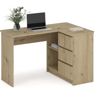 Birou BEGA, stejar artisan, PAL laminat, 124x85x76 cm