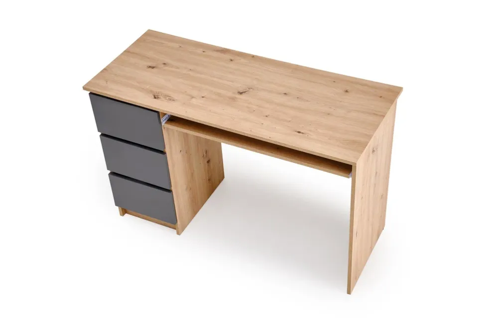 Birou CINO, stejar artisan/gri grafit, PAL laminat, 120x50x77 cm