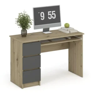 Birou CINO, stejar artisan/gri grafit, PAL laminat, 120x50x77 cm