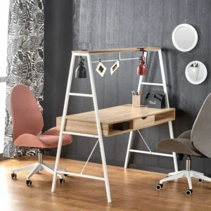 Birou dublu B48, stejar sonoma/alb, 139x60x140 cm