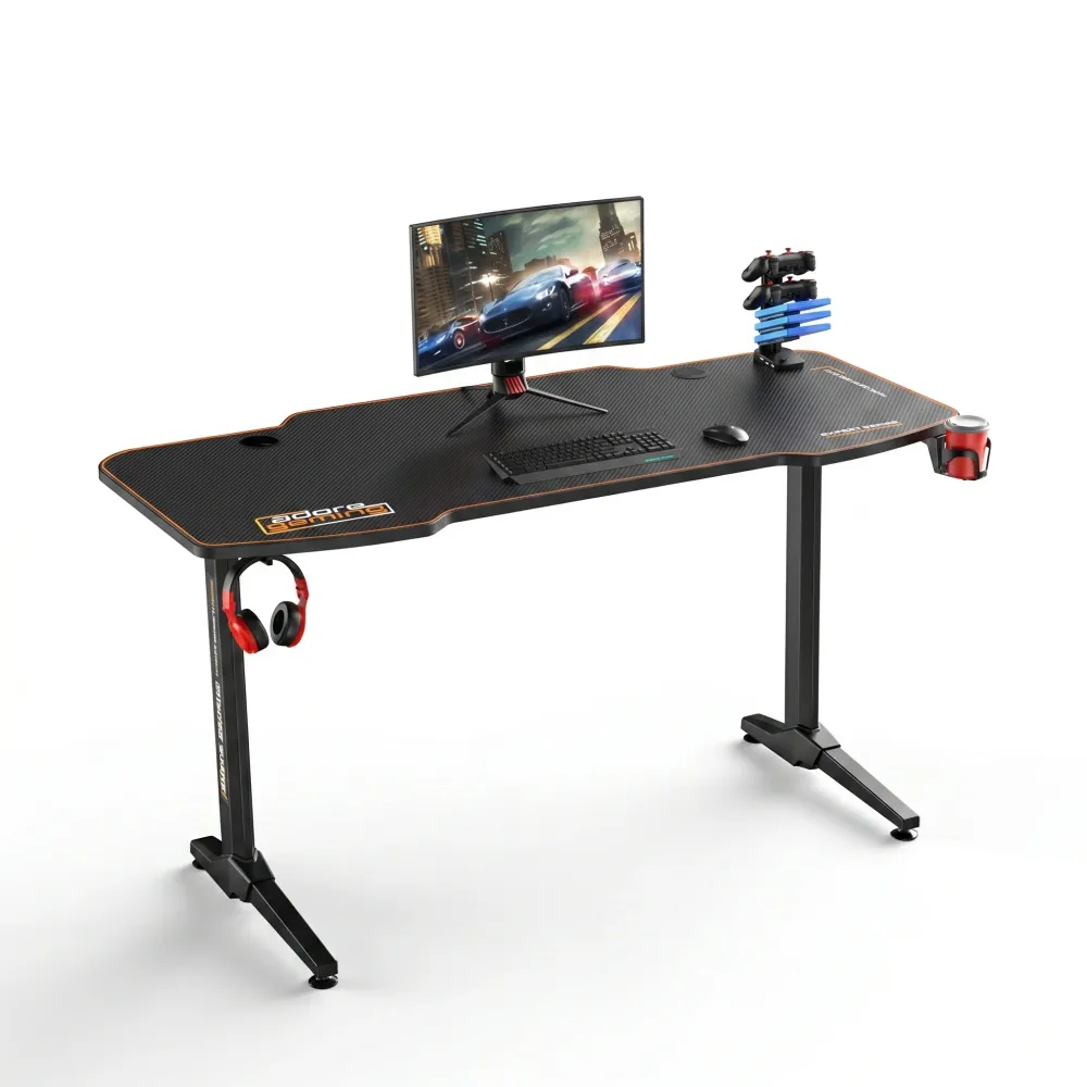 Birou Gaming Adore CARBON SERIES X9, 140 x 66 x 75 cm, suprafata carbon, mousepad, USB gamepad holder, suport pentru casti...