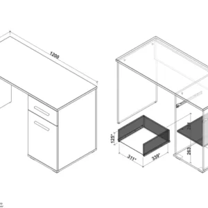 Birou Lima B1, stejar sonoma, PAL melaminat, 120X55X77 CM