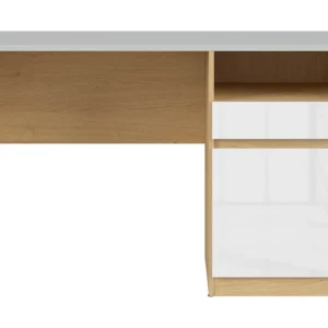 Birou NANDU, gri deschis/stejar, PAL laminat, 120x57x76 cm