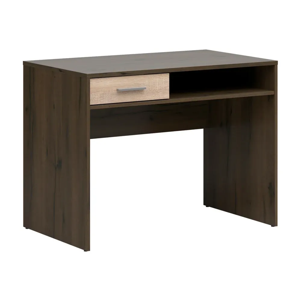 Birou NEPO PLUS, stejar inchis/stejar sonoma, PAL laminat, 100x59x76 cm
