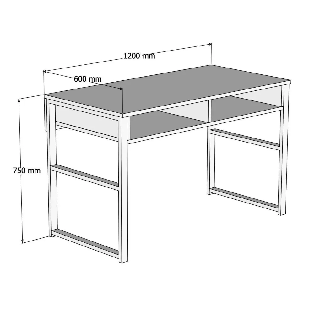 Birou Nove cu 2 Compartimente, Nuc, 120 x 60 x 75 cm