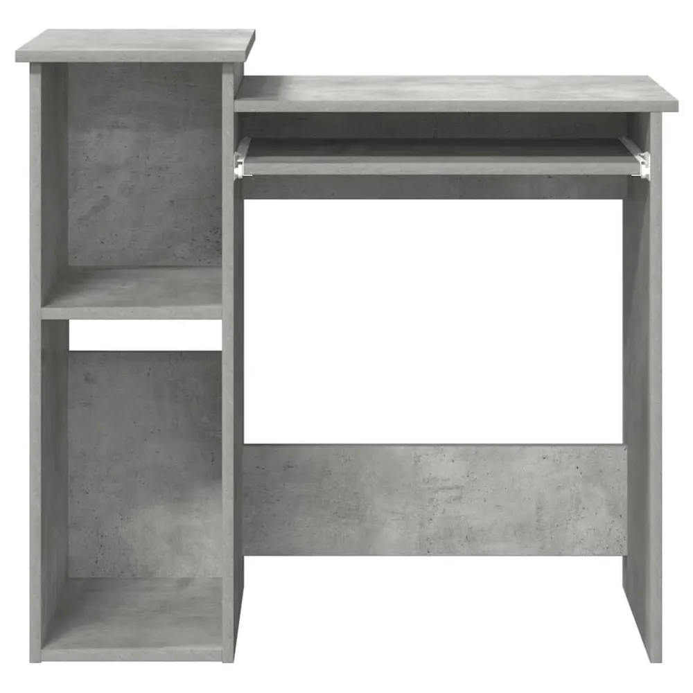 Birou cu rafturi, gri beton, 84x40x78 cm, PAL