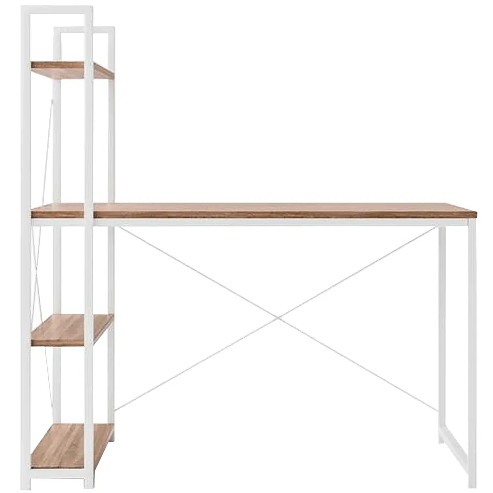 Birou cu rafturi Narvik B1, alb/stejar sonoma, 120X64X120 CM