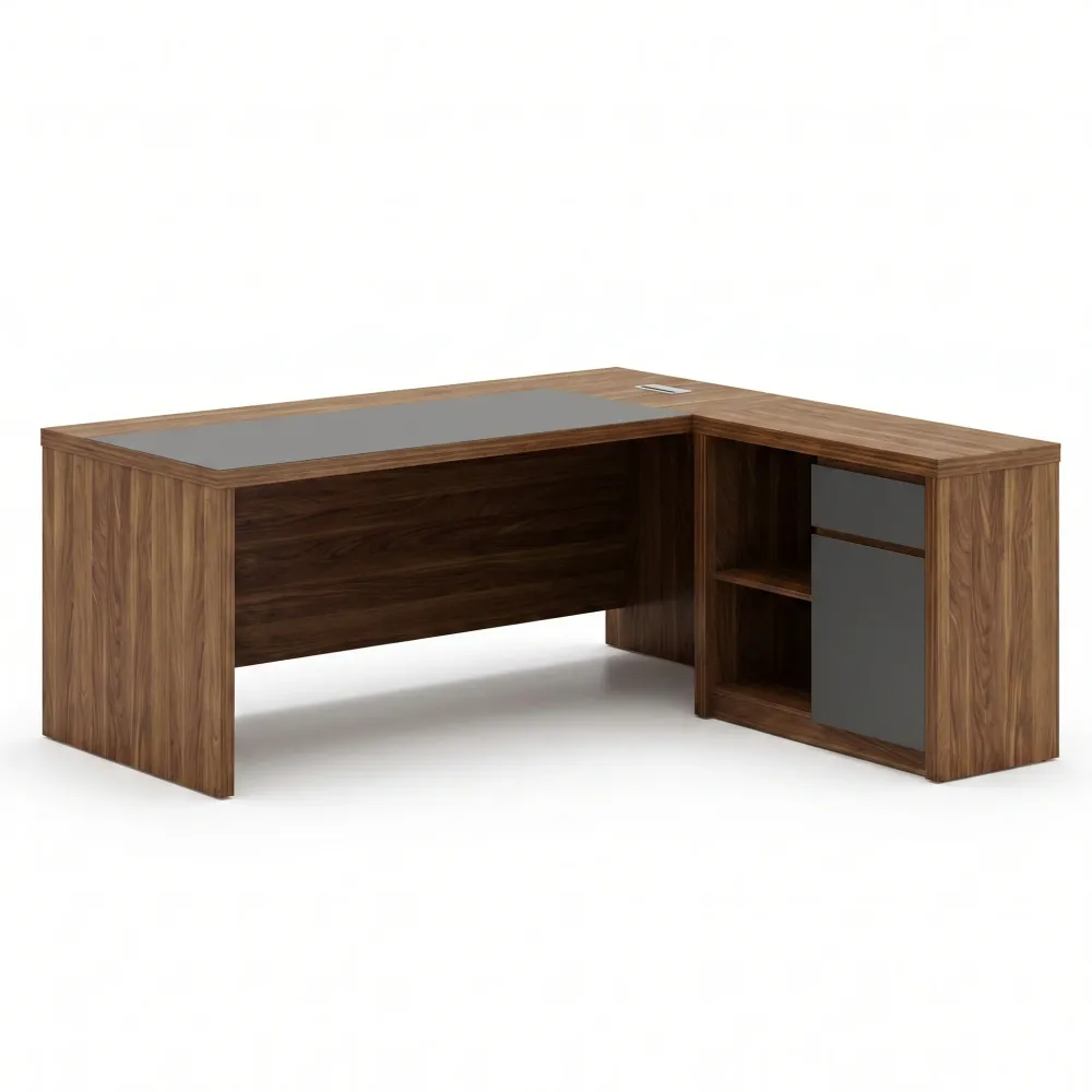 Birou reversibil de colt Oscar nuc-Gri 200x189x76cm