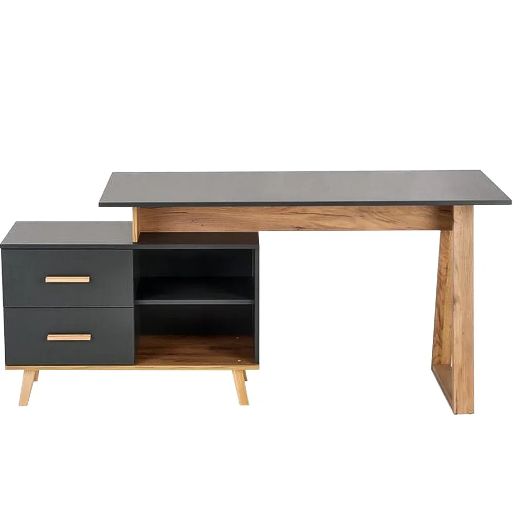 Birou SERGIO XL cu 2 sertare, antracit/wotan, 134x60x78 cm