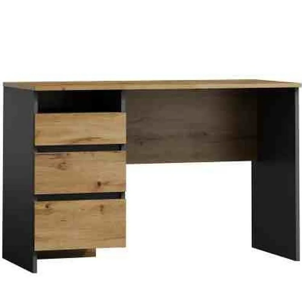 Birou cu 3 sertare B-005 stejar wotan, structura din PAL, 120x55x77cm