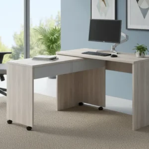 Birou VERSAL NEW, stejar sonoma/alb, PAL, extensibil, 120x50x75 cm
