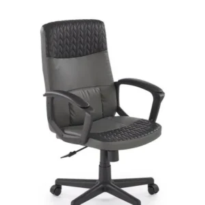 Scaun birou BJORN, negru, piele ecologica, 58x57x100/112 cm