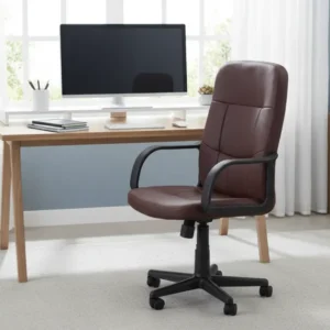 Scaun de birou DENZEL, maro inchis, piele ecologica, 58x60x100/110 cm