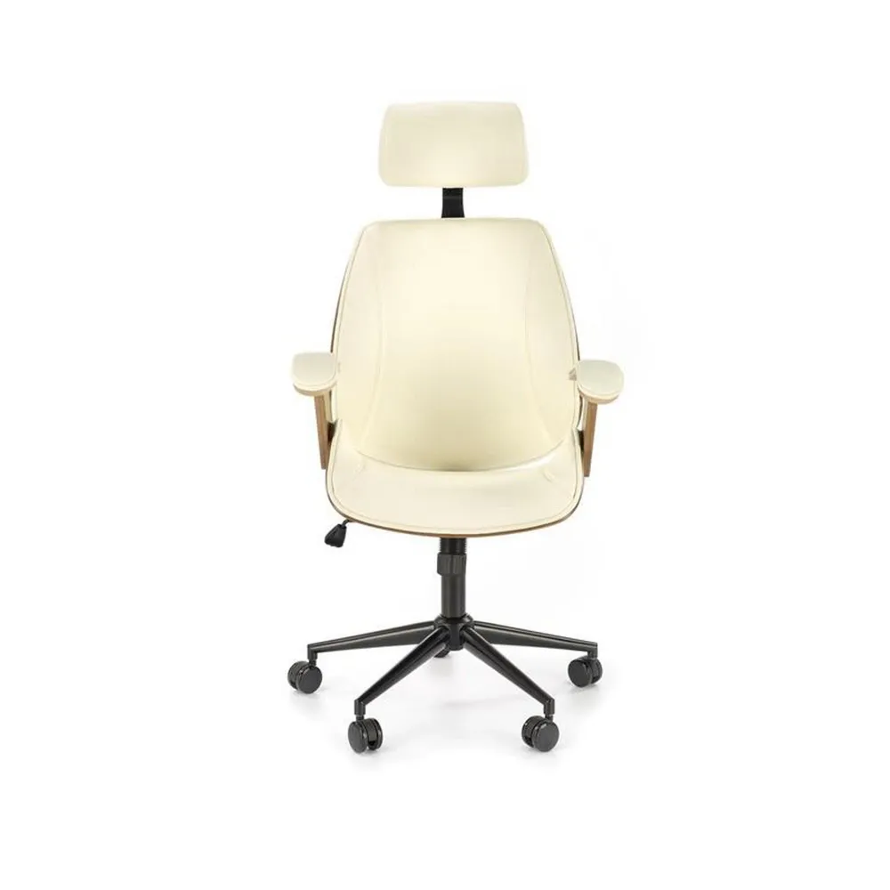Scaun de birou IGNAZIO, crem/nuc, placaj indoit/piele ecologica, 62x70x119 cm