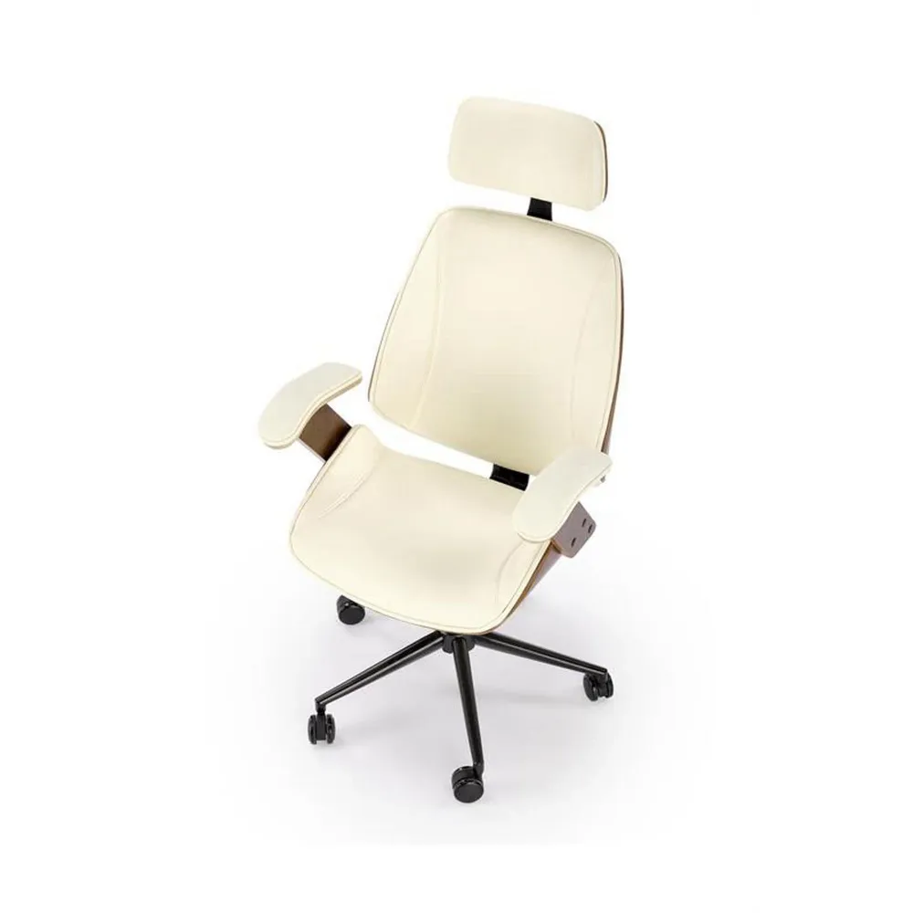 Scaun de birou IGNAZIO, crem/nuc, placaj indoit/piele ecologica, 62x70x119 cm