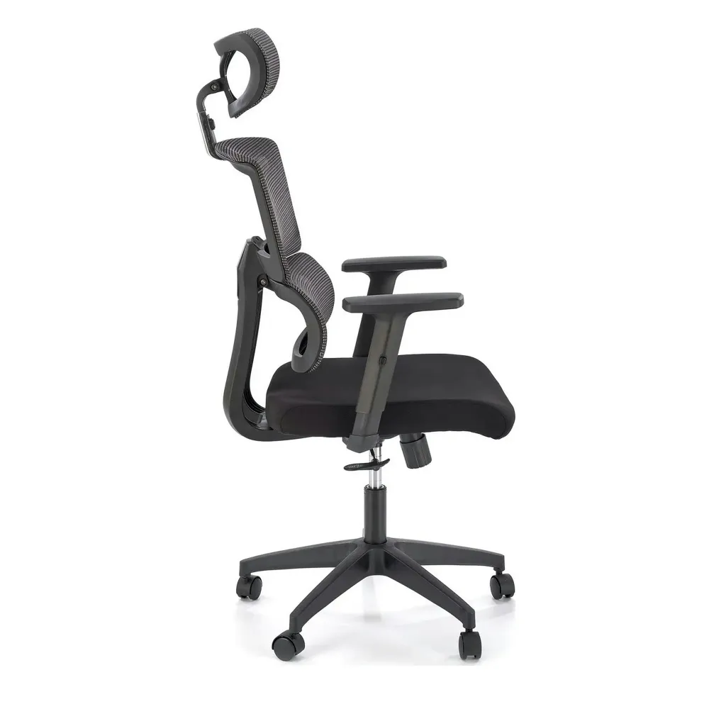 Scaun birou PABLO, negru/gri, stofa/plasa, 64x67x118/127 cm