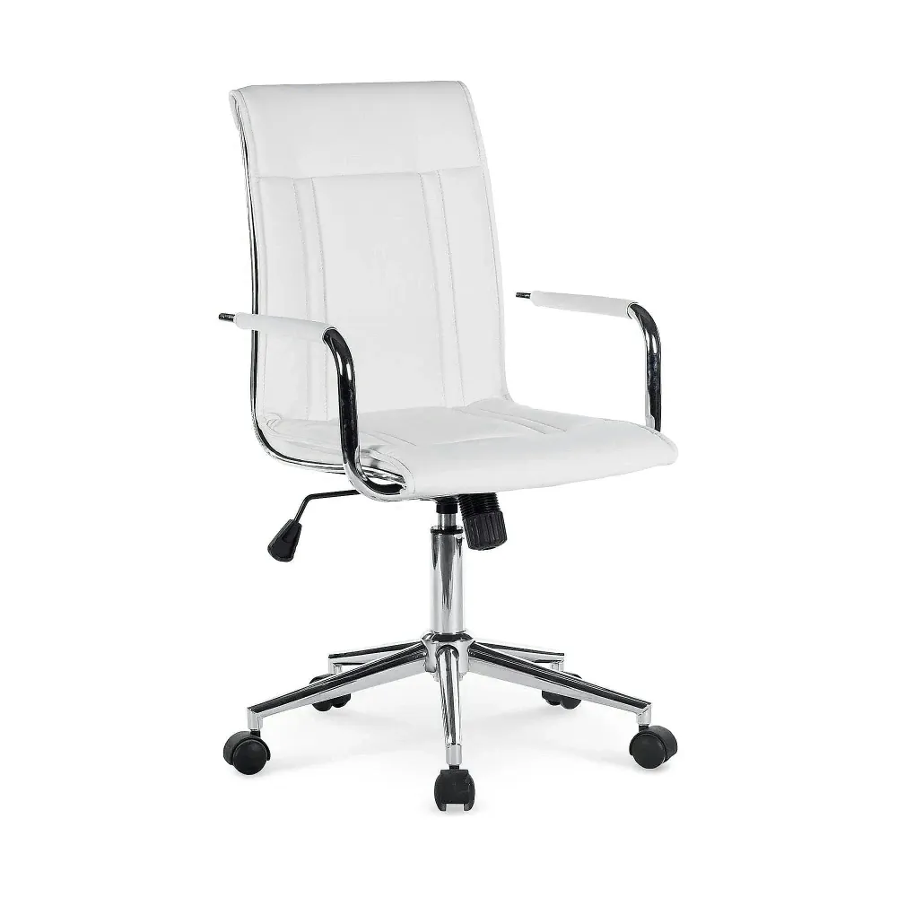 Scaun de birou PORTO 2, alb, piele ecologica, 53x57x97/107 cm